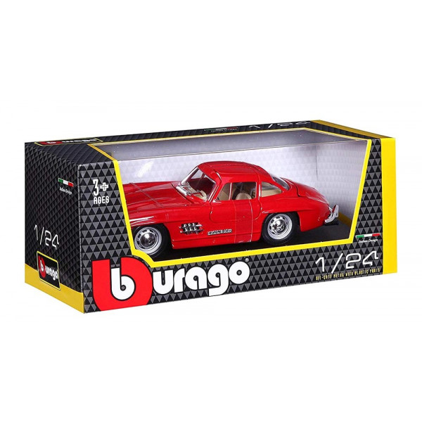 Фото - Колекційна машинка 1:24 Bburago Mercedes-Benz 300 SL (1954) (асорті червоний, сріблястий, 1:24) (18-22023)