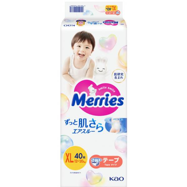 Фото - Одноразовые подгузники MERRIES Рамер XL (12-20 кг.), 40 шт. (439732)