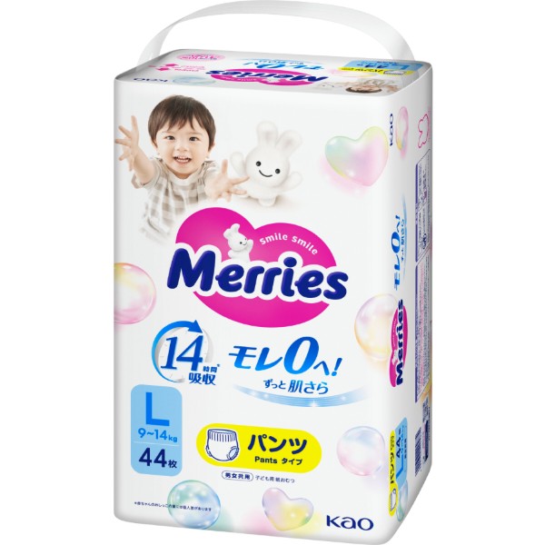 Фото - Одноразовые подгузники-трусики MERRIES Размер L (9-14 кг.), 44 шт. (438085)
