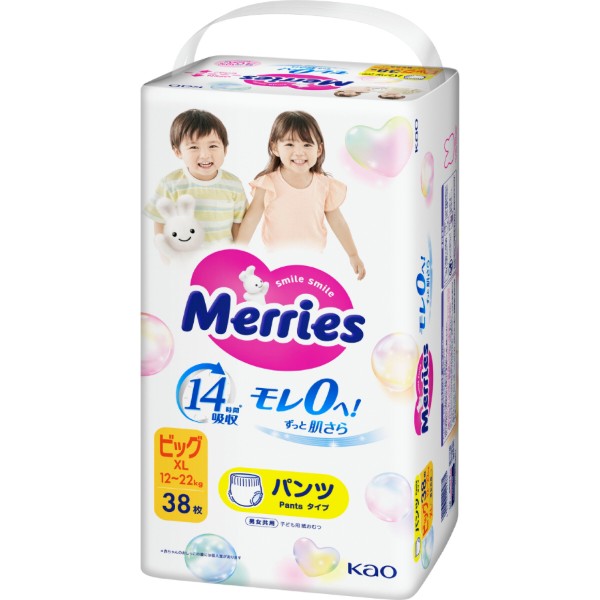 Фото - Одноразовые подгузники-трусики MERRIES Размер XL (12-22 кг.), 38 шт. (438091)