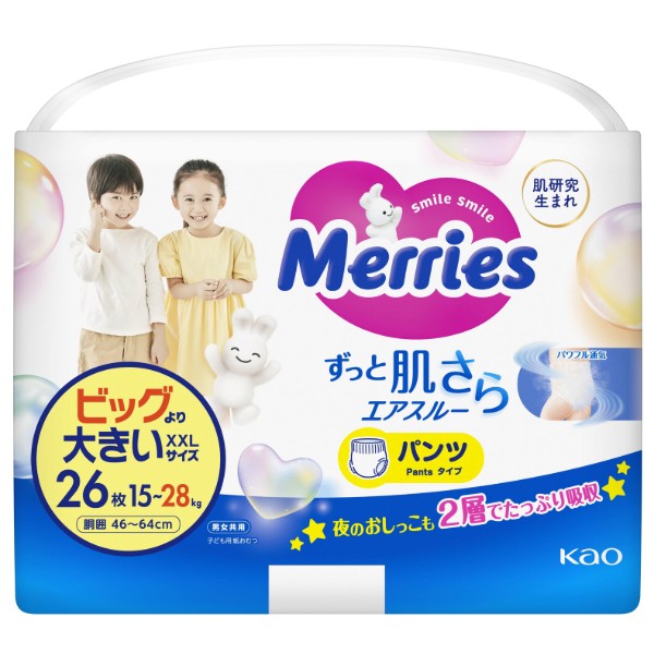 Фото - Одноразовые подгузники-трусики MERRIES Размер XXL (15-28 кг.), 26 шт. (438092)