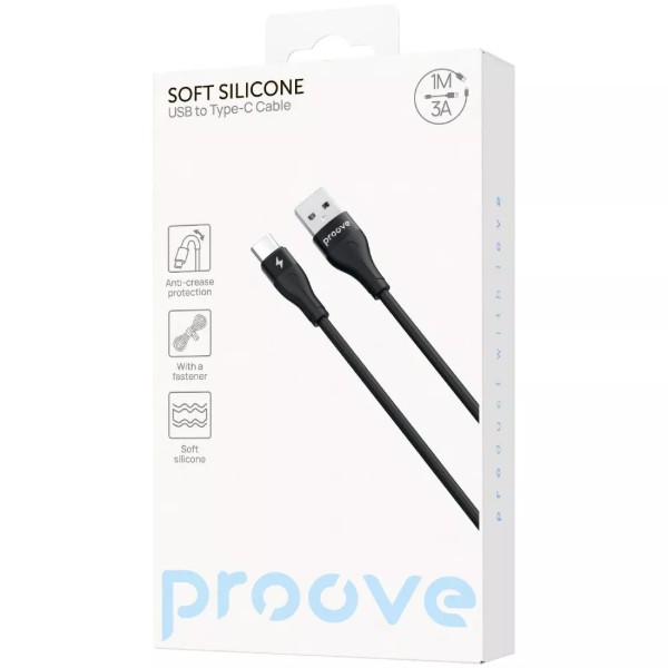Фото - Кабель Proove Soft Silicone Type-C 3A 1m Black (492030001)