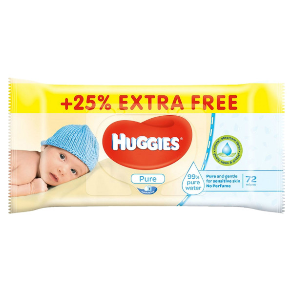 Фото - Серветки вологі для дітей Huggies Pure 72 шт. (5029053569239)