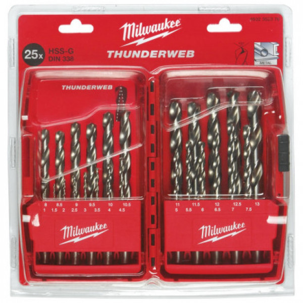 Фото - Набір свердел Milwaukee THUNDERWEB HSS-G DIN338 25 шт. (4932352376)