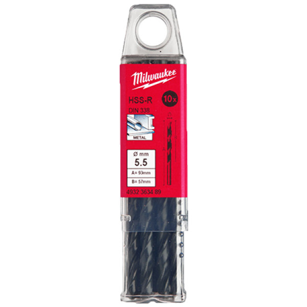 Фото - Сверло Milwaukee HSS-R DIN338 5,5х93х57 мм 10 шт. (4932363489) Фото - Сверло Milwaukee HSS-R DIN338 5,5х93х57 мм 10 шт. (4932363489)