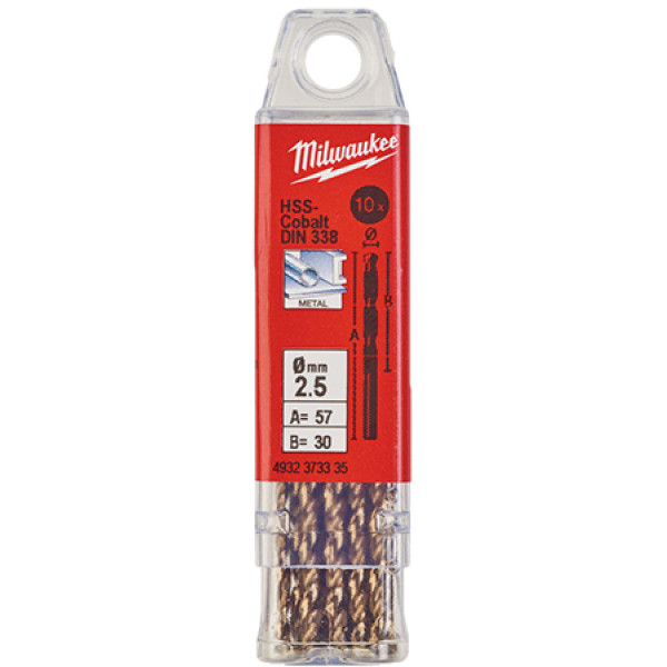 Фото - Сверло Milwaukee HSS-Co DIN338 2,5х57х30 мм 10 шт. (4932373335)