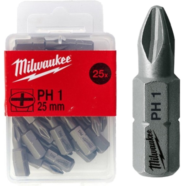 Фото - Біта для викрутки Milwaukee PH1 25 мм 25 шт. (4932399586)