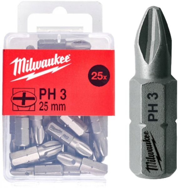 Фото - Біта для викрутки Milwaukee PH3 25 мм 25 шт. (4932399588)