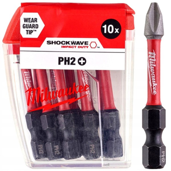 Фото - Біта для викрутки Milwaukee Shockwave PH2 50 мм 10 шт. (4932430855)