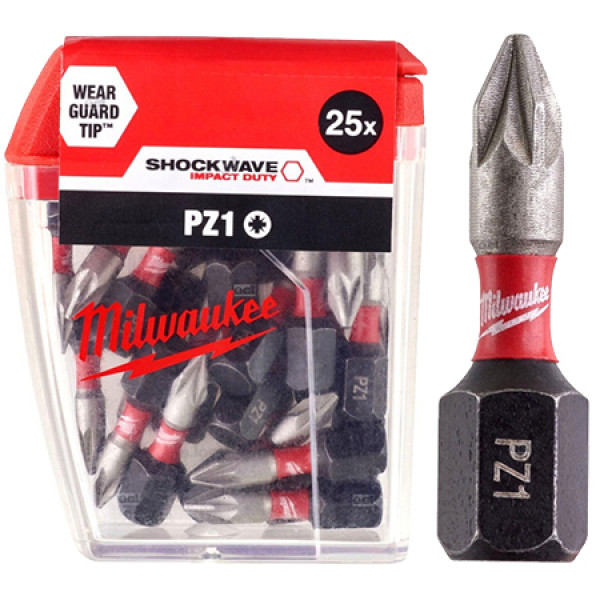 Фото - Бита для отвертки Milwaukee Shockwave PZ1 25 мм 25 шт. (4932430861)