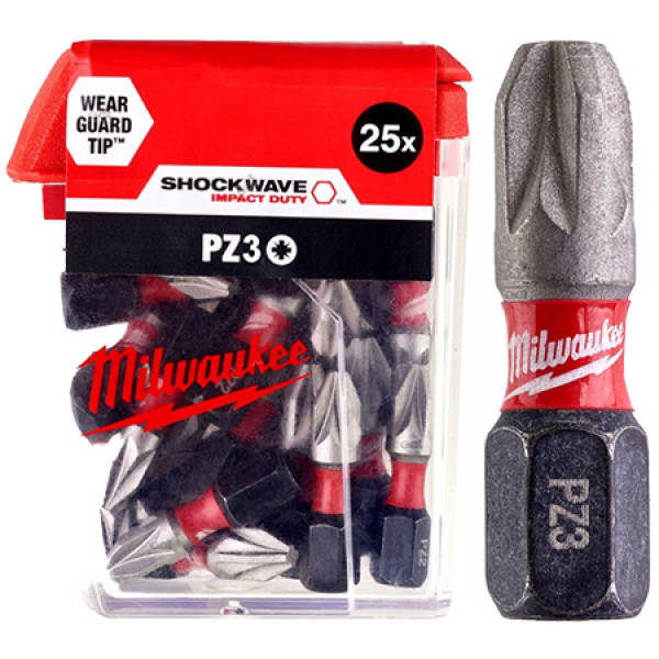 Фото - Біта для викрутки Milwaukee Shockwave PZ3 25 мм 25 шт. (4932430869)