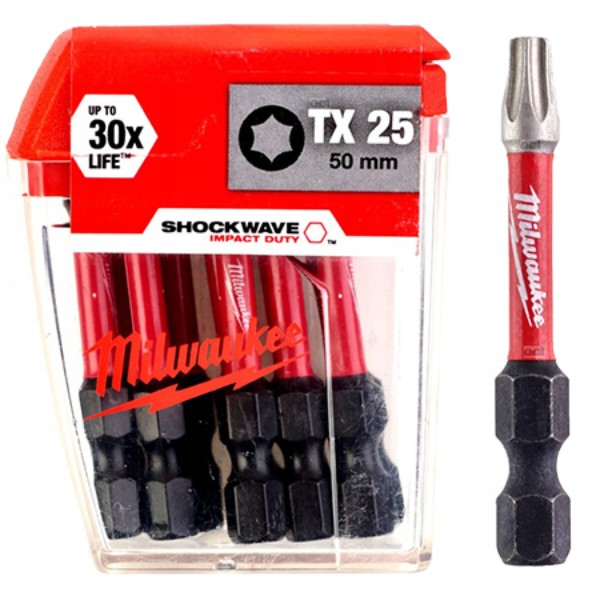 Фото - Біта для викрутки Milwaukee Shockwave TX25 50 мм 10 шт. (4932430882)