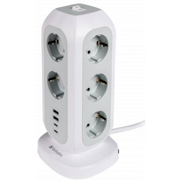 Фото - Мережевий фільтр Verbatim Power Tower EUPT-01 EU  11 р/2xUSB-C/2xUSB-A 2m (49547)