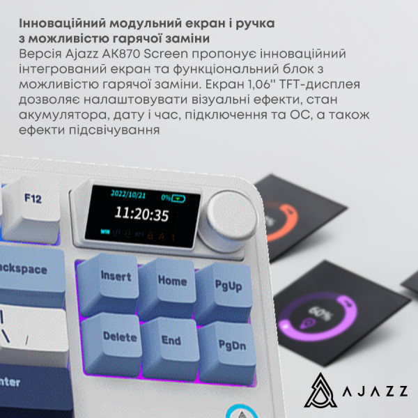 Фото - Клавиатура беспроводная игровая Ajazz AK870 PLUS (AK870-MU-BWD)
