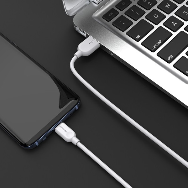 Фото - Кабель BOROFONE BX14 USB to Type-C 2.4A, 2m White (6957531090021)