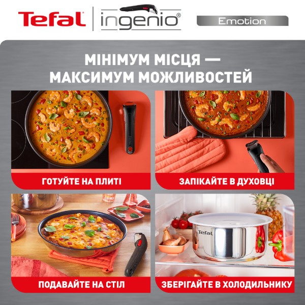 Фото - Набір посуду зі знімною ручкою Tefal L897SD74 Ingenio Emotion 13 пр