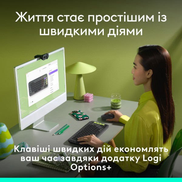 Фото - Клавіатура бездротова Logitech POP Icon Keys Graphite UKR (920-013157)