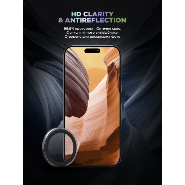 Фото - Захисне скло для смартфону Armorstandart для камери Supreme Black Icon for iPhone 15 Pro/15 Pro Max Clear (ARM76600)