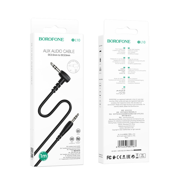 Фото - Кабель 3.5 мм -3.5 мм BOROFONE BL10 AUX 1m Black (6974443382167)