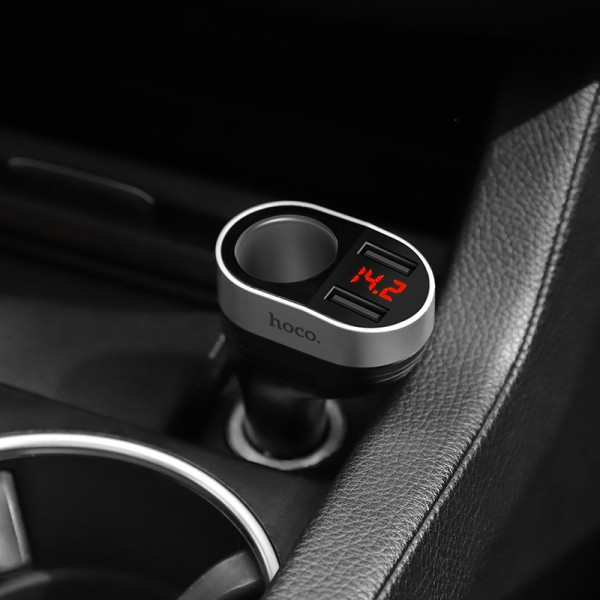 Фото - Автомобільний зарядний пристрій HOCO Z29 Regal digital display cigarette lighter car charger Black (6957531092186)