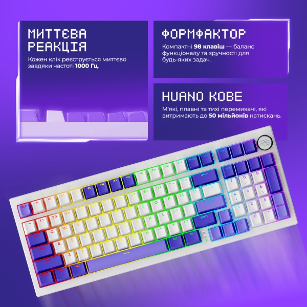 Фото - Клавіатура бездротова ігрова Proove Gaming Slicker Special Edition (Ukraine Layout) black/purple (WKSLSE022401)
