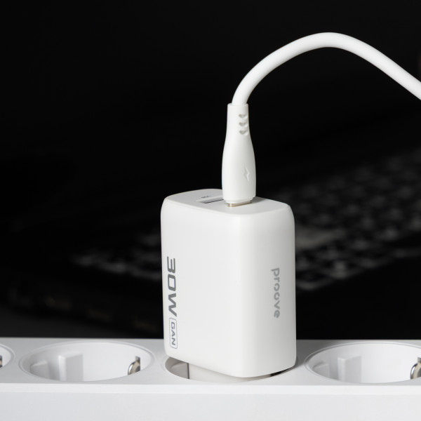 Фото - Мережевий зарядний пристрій Proove Silicone Power 2 30W Type-C + USB White (WCSP23110002)