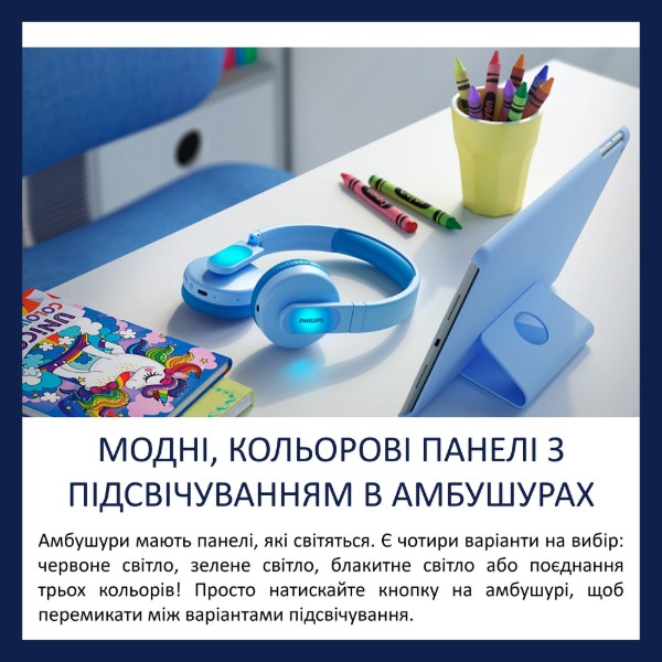Фото - Навушники накладні бездротові Philips Kids TAK4206 On-ear Wireless Mic Blue