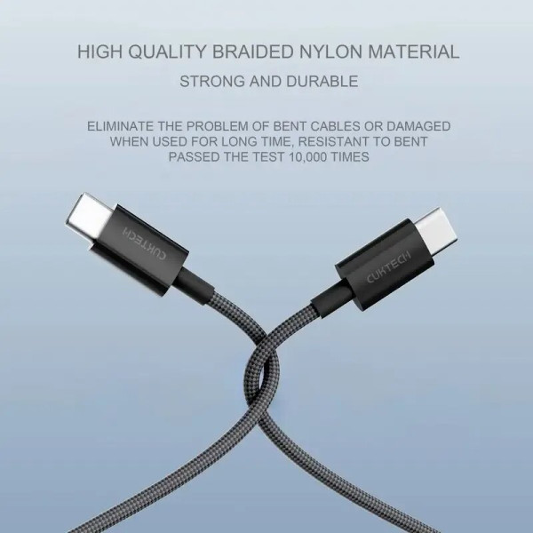 Фото - Кабель CUKTECH Type-C Braided 3A 60W 1.5m Light Grey (CKCTC315PCHG)