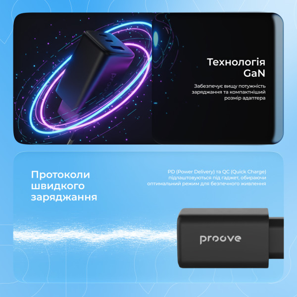 Фото - Сетевое зарядное устройство Proove Pocket GaN 65W (2Type-C + USB) White (WCPG65121202)