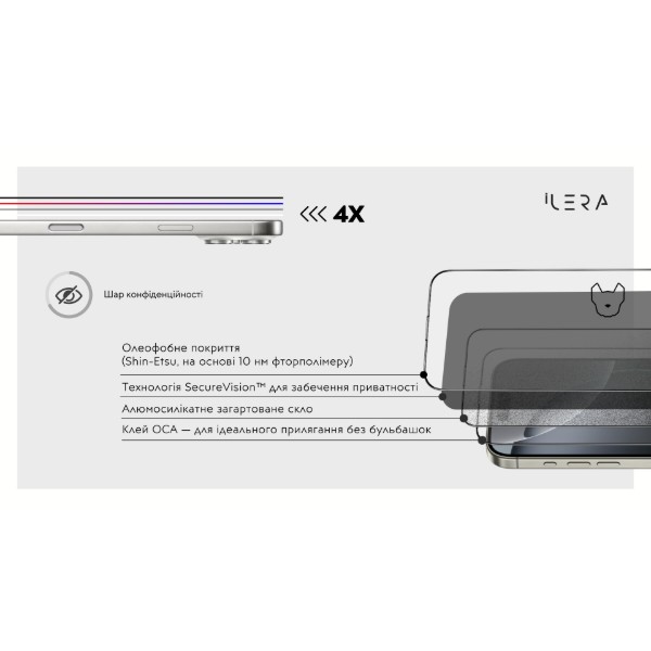 Фото - Защитное стекло для смартфона ILera DeLuxe Incognito Glass for iPhone 17 Pro Max (iLInDL17PrMx)
