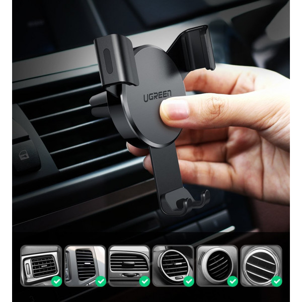 Фото - Автодержатель UGREEN LP130 Gravity Drive Air Vent Mount Phone Holder Black (40907)