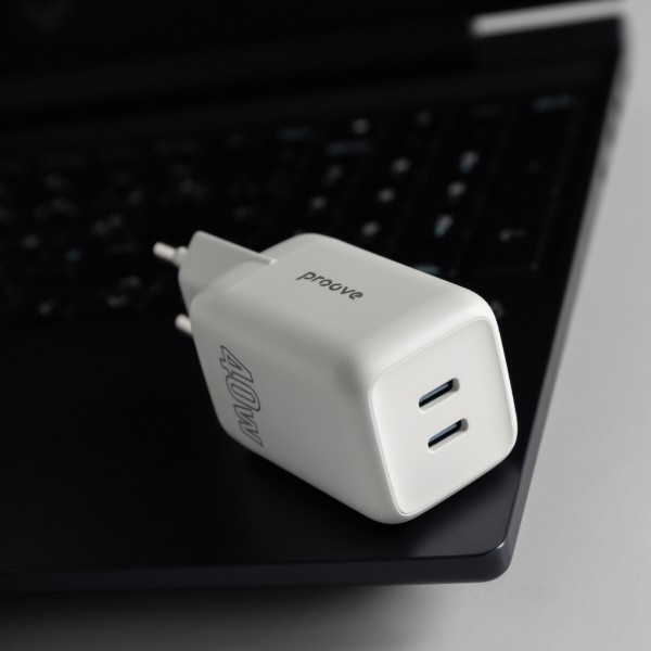 Фото - Сетевое зарядное устройство Proove Silicone Power 40W (Type-C + Type-C) White