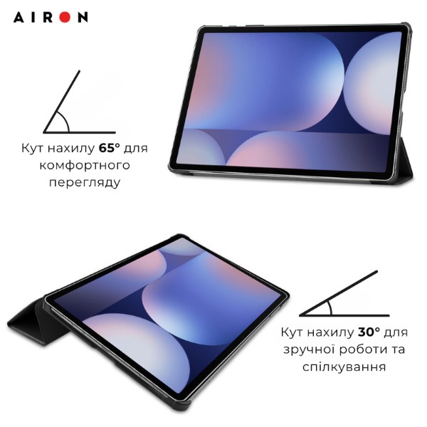 Фото - Чехол для планшета AIRON Premium for Samsung Galaxy Tab S10 Plus 12.4 2024 с защитной пленкой и салфеткой Black (4822356758483)