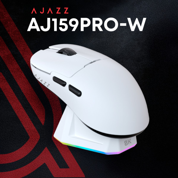 Фото - Миша бездротова ігрова Ajazz AJ159PRO -3 Mod-White-Pixart 3395-8K (AJ159-PRO-W)
