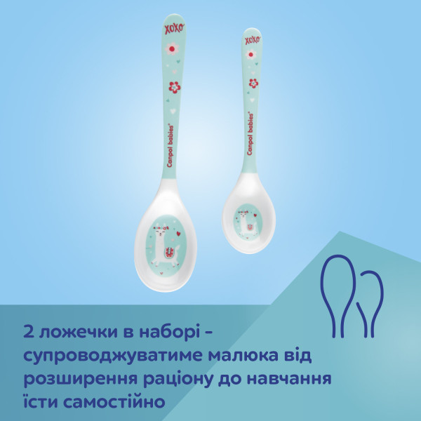 Фото - Набір дитячих столових приборів для малюка Canpol babies з меламiну 2 шт. EXOTIC ANIMALS - сірий (4/530_grey)