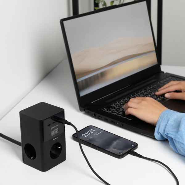Фото - Мережевий зарядний пристрій Proove Power Cube 65W (3xAC + 2xType-C + 1xUSB) 1.5m black (PSPC36801201)