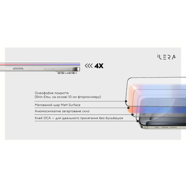 Фото - Захисне скло для смартфону ILera FrostedGlass 2.0 for iPhone 17 Pro (iLFrGl17Pr)