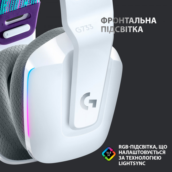 Фото - Гарнітура бездротова ігрова Logitech G733 Lightspeed White (981-000883)