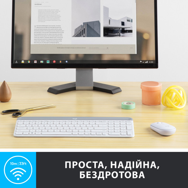 Фото - Клавиатура+мышь беспроводная Logitech MK470 Slim Wireless White UA (920-009205)