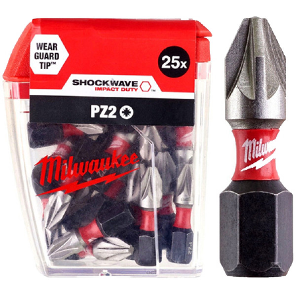 Фото - Біта для викрутки Milwaukee Shockwave PZ2 25 мм 25 шт. (4932430864)