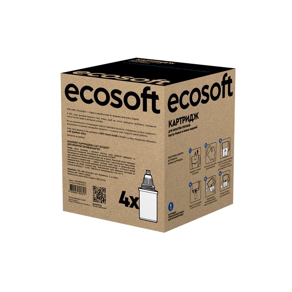 Фото - Картридж для фільтру-глечика Ecosoft до глечиків Бар'єр 4 шт