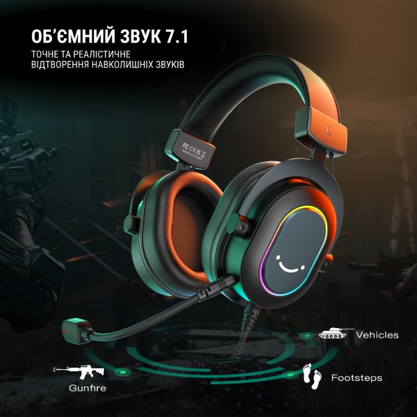 Фото - Гарнітура дротова ігрова Fifine Black RGB (H6)
