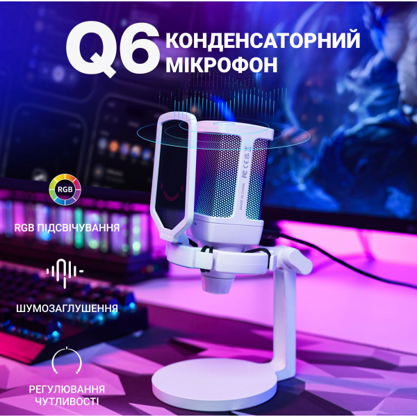 Фото - Микрофон для компьютера проводной Fifine Q6W USB White