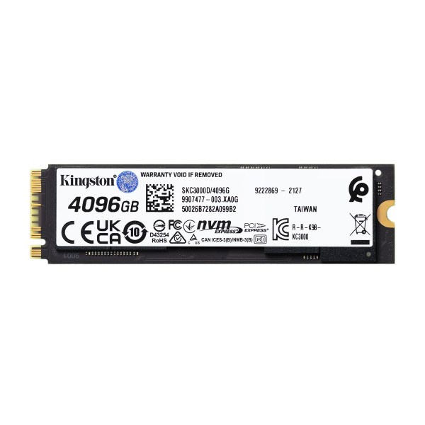 Фото - SSD-накопичувач внутрішній Kingston KC3000 4096GB M.2 2280 PCIe 4.0 x4 NVMe 3D TLC (SKC3000D/4096G)