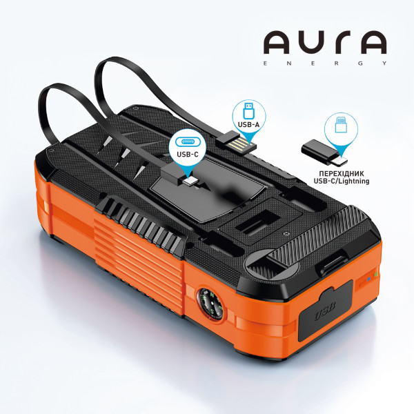 Фото - Батарея мобільна Aura NRG-40SE ARM SOLAR 40000 mAh Wireless Dynamo charging Orange (PBANRG40SEO)