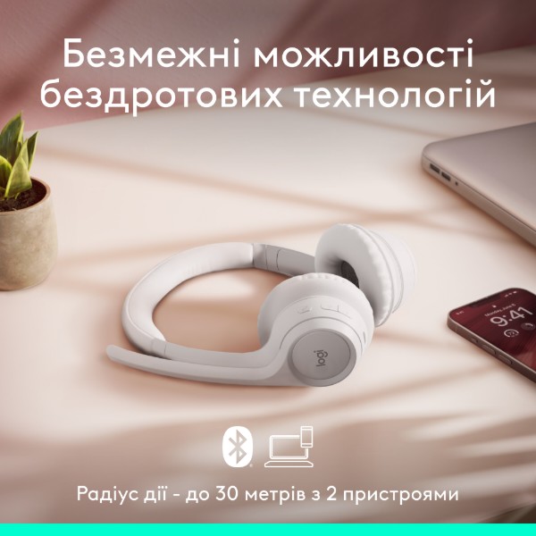 Фото - Гарнитура беспроводная Logitech Zone 300 Bluetooth Off-White (981-001417)