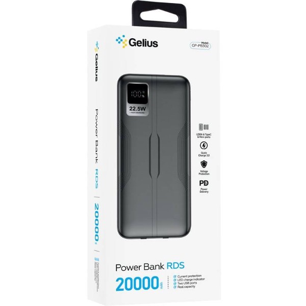 Фото - Батарея мобільна Gelius RDS GP-PB302 20000mAh 22.5W (QC/PD) Black (99032)