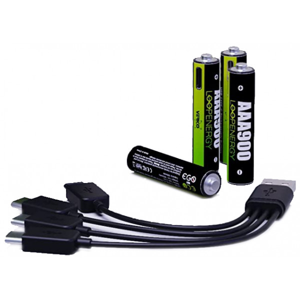 Фото - Акумулятор тип AAA Verico USB Type-C 600mAh Li-ion 4 шт. (1UDBT-A2WEBC-NN)
