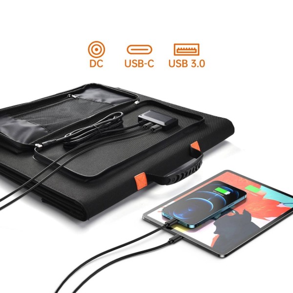 Фото - Портативна сонячна панель Choetech 120W DC120W,1xUSB QC3.0 18W,1xUSB-C PD3.0 60W (SC008-V2-BK)