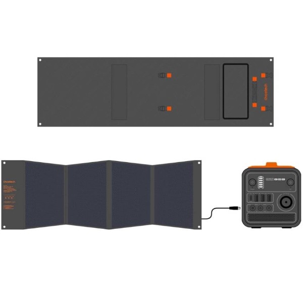 Фото - Портативна сонячна панель Choetech 120W DC120W,1xUSB QC3.0 18W,1xUSB-C PD3.0 60W (SC008-V2-BK)